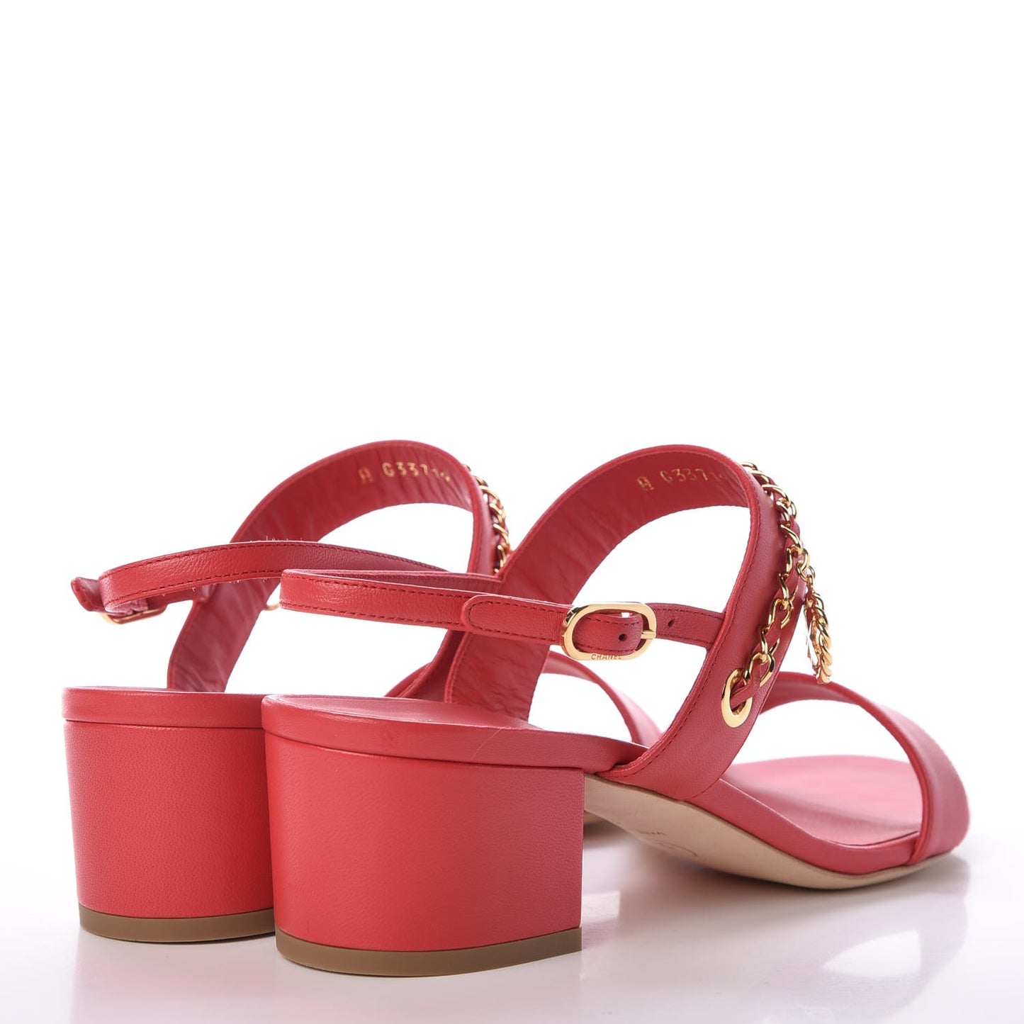 Lambskin Chain Clover Sandals 38 Red