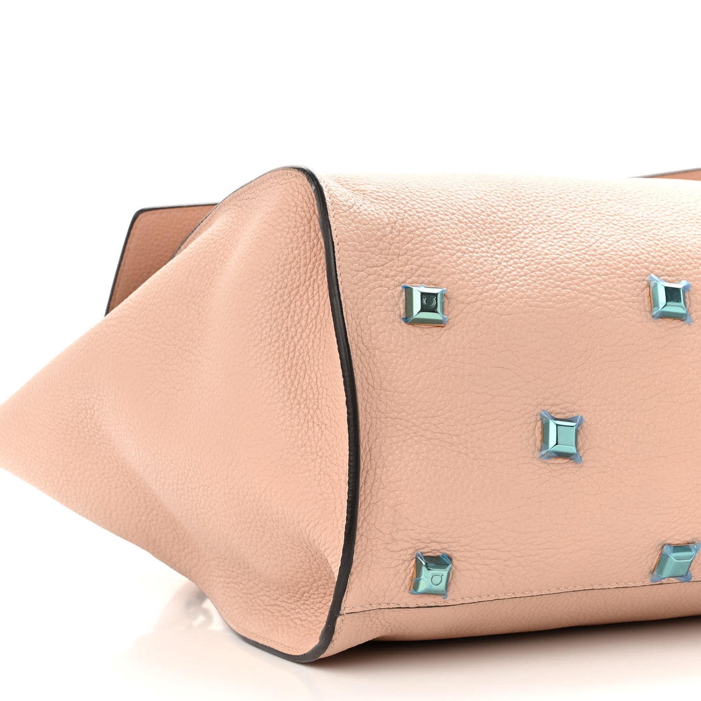 Hammered Calfskin Medium Studio Top Handle Bag Beige