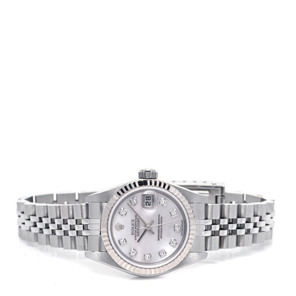 Rolex Stainless Steel 18K White Gold Diamond Mother of Pearl 26mm Oyster Perpetual Datejust Watch 79174 2 of 4