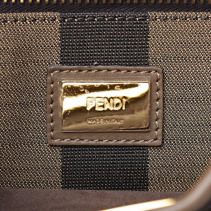 Fendi Vitello Seta Fabric Jacquard Pequin Medium Peekaboo Iconic Satchel Foresta Tobacco 7 of 9