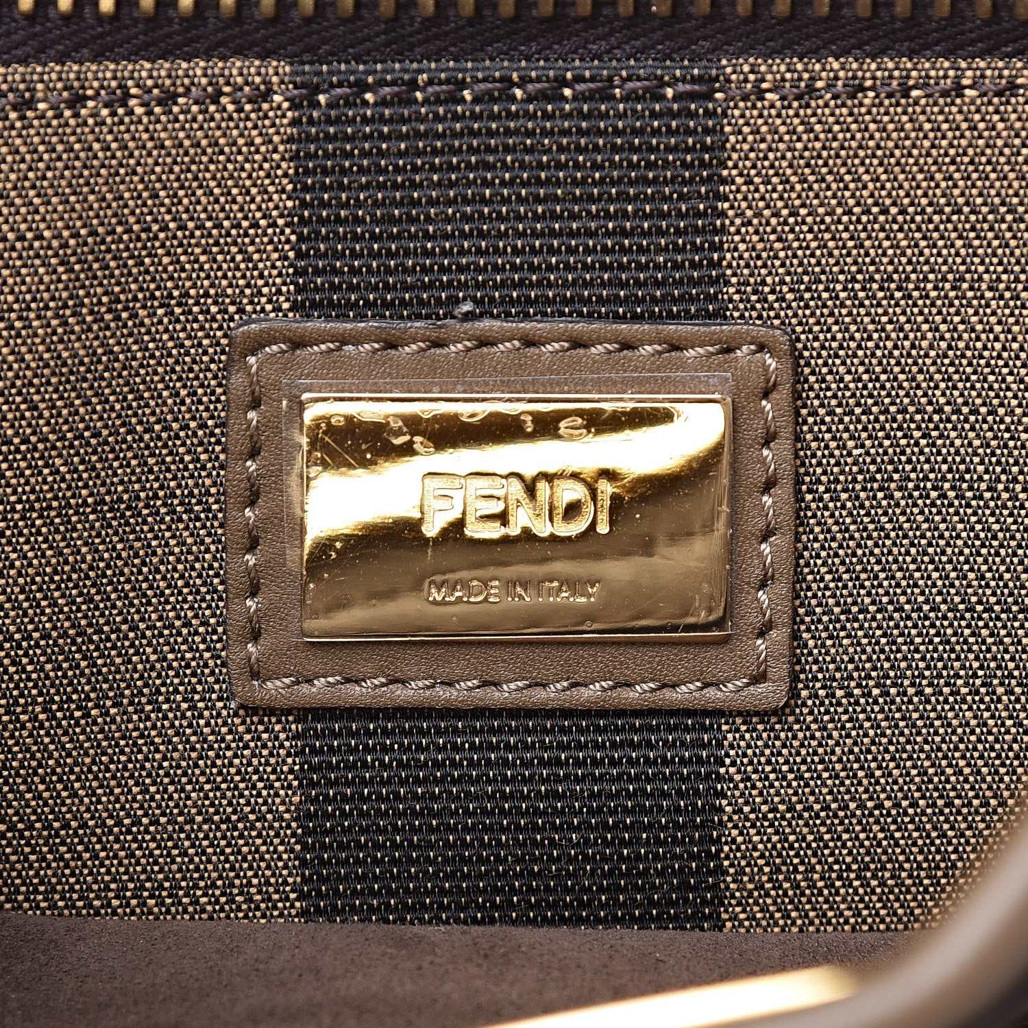 Fendi Vitello Seta Fabric Jacquard Pequin Medium Peekaboo Iconic Satchel Foresta Tobacco 8 of 16
