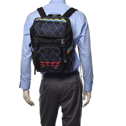 Prada Tessuto Nylon Impunturato Double Buckle Backpack Baltico Black 2 of 8