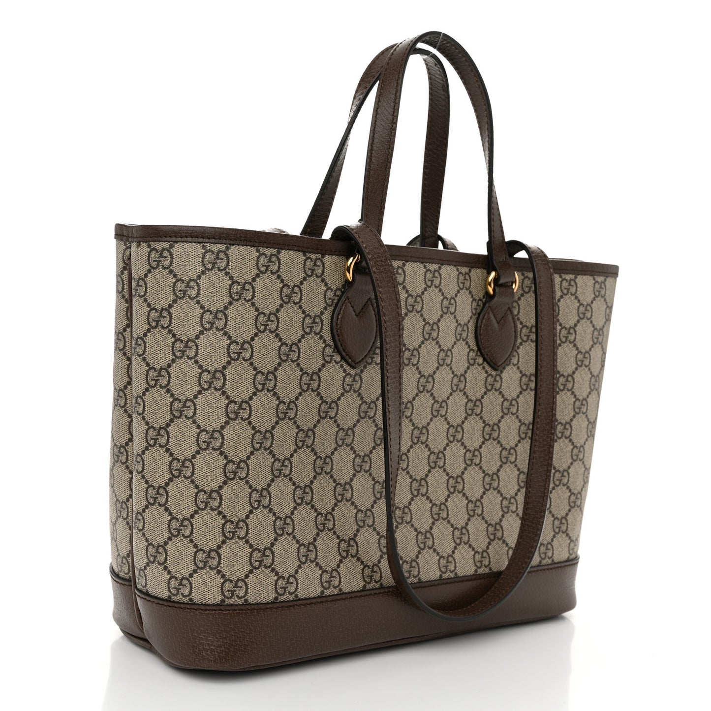 GG Supreme Monogram Textured Calfskin Small Ophidia Shoulder Tote Bag Beige Ebony New Acero