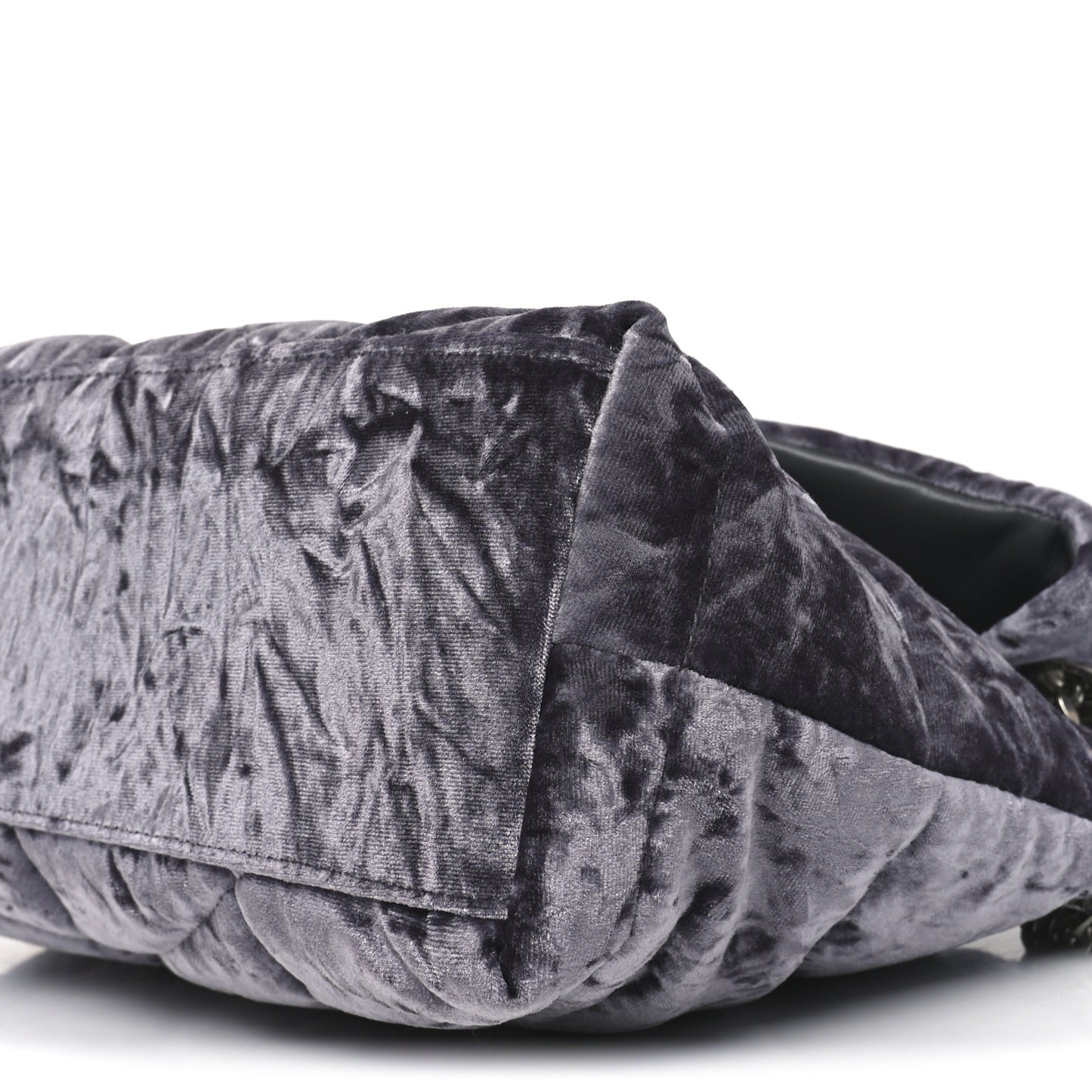 Crushed Velvet Quilted Small Loulou Puffer Monogram Chain Satchel Iron Grey