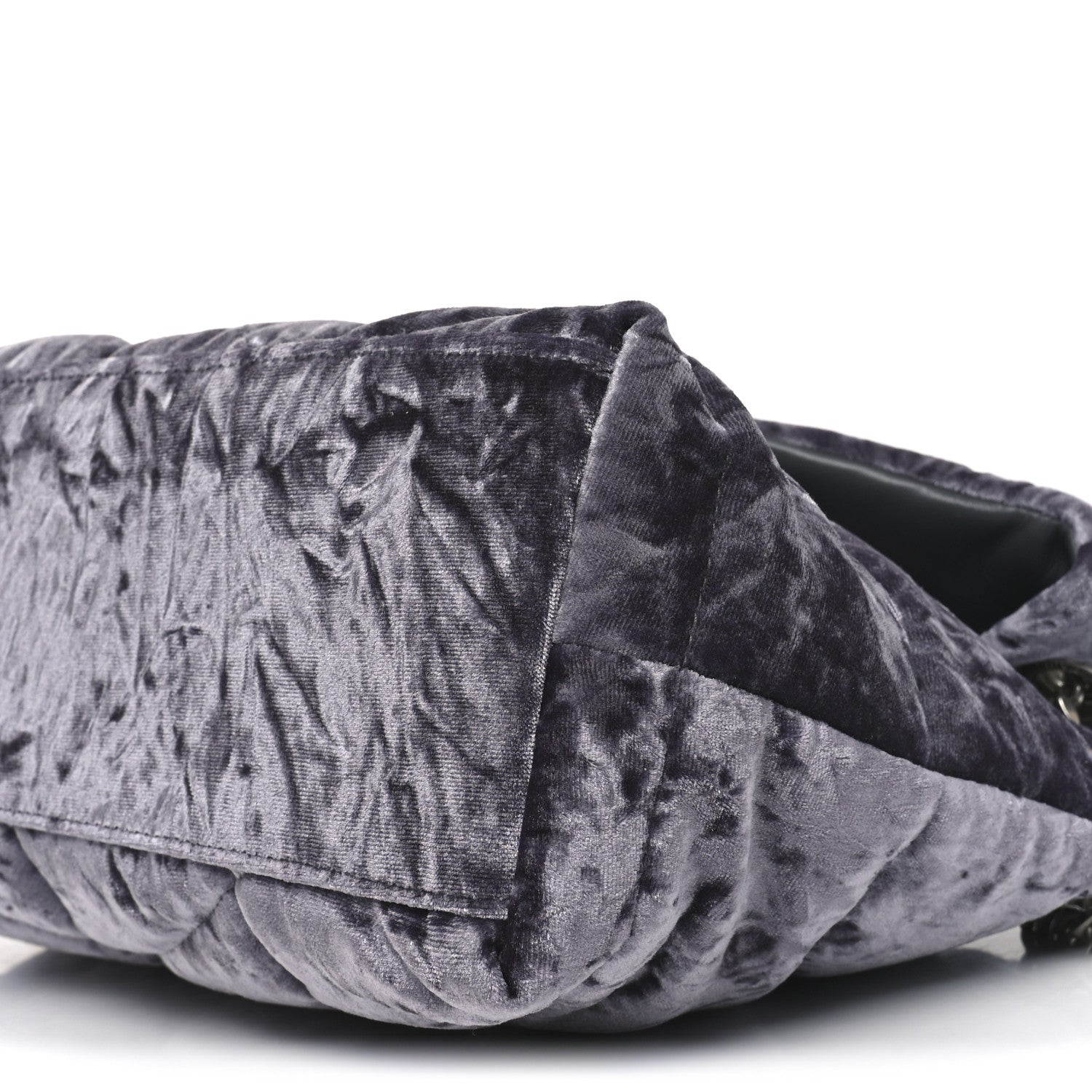 Saint Laurent Crushed Velvet Quilted Small Loulou Puffer Monogram Chain Satchel Iron Grey 10 of 10