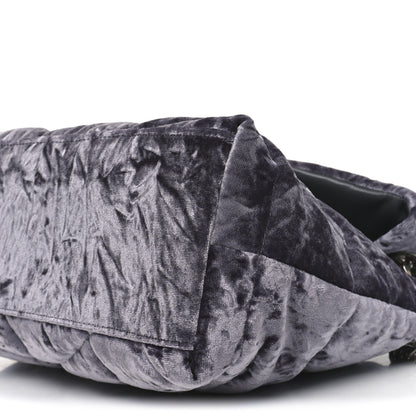Saint Laurent Crushed Velvet Quilted Small Loulou Puffer Monogram Chain Satchel Iron Grey 10 of 10