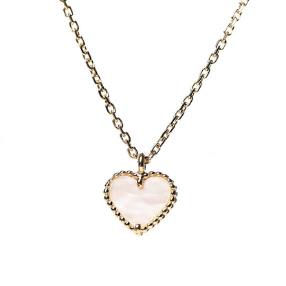 Van Cleef & Arpels 18K Yellow Gold Mother of Pearl Sweet Alhambra Heart Pendant Necklace 3 of 6