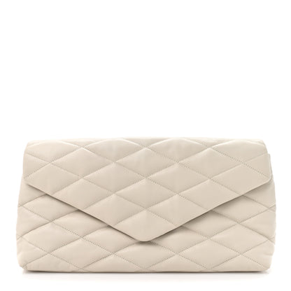 Saint Laurent Lambskin Quilted Sade Puffer Envelope Clutch Crema Soft 1 of 9