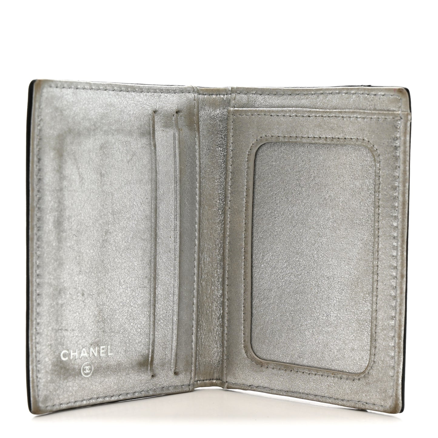 Calfskin Card Holder Black Silver