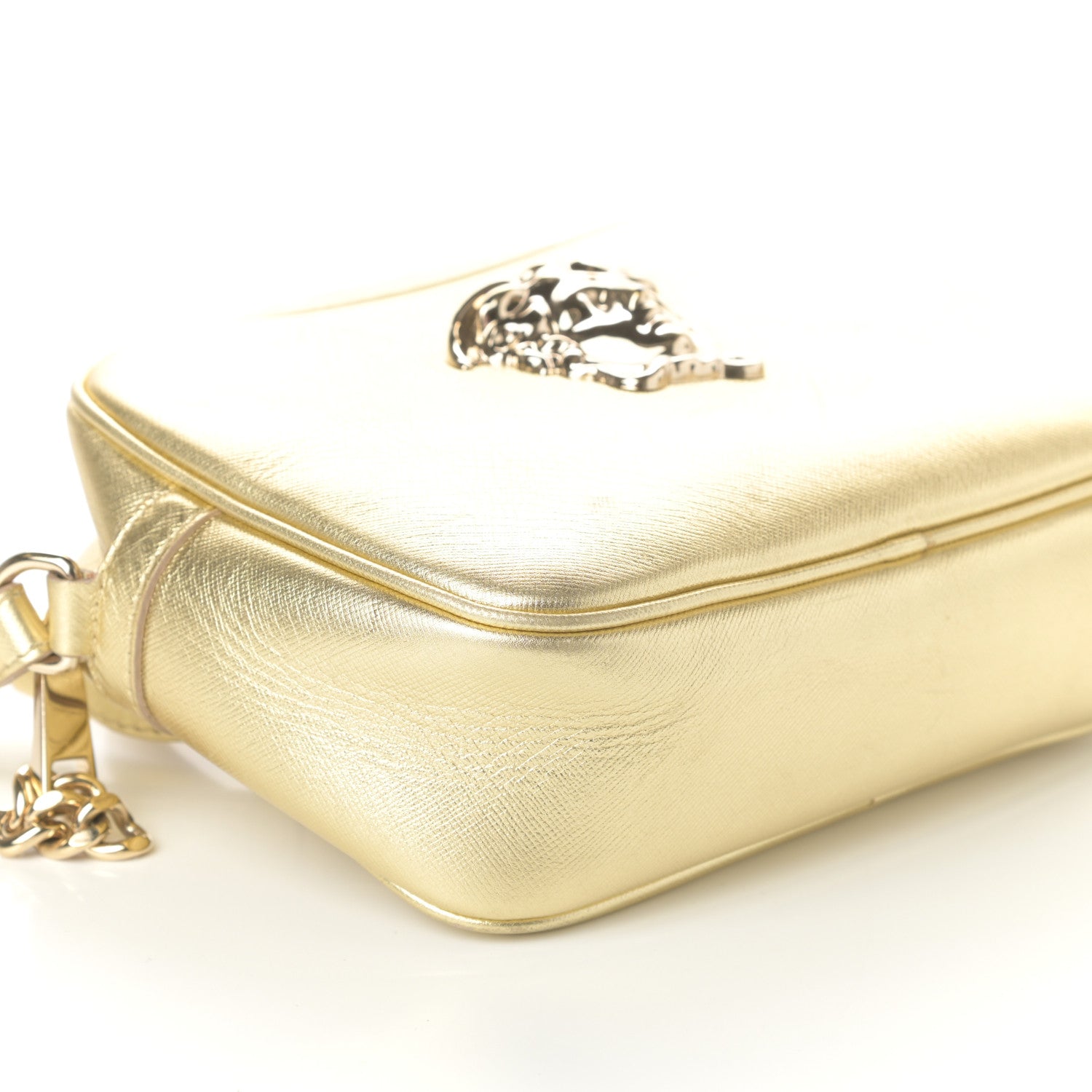 Versace Grained Calfskin Palazzo Medusa Camera Bag Gold 8 of 9