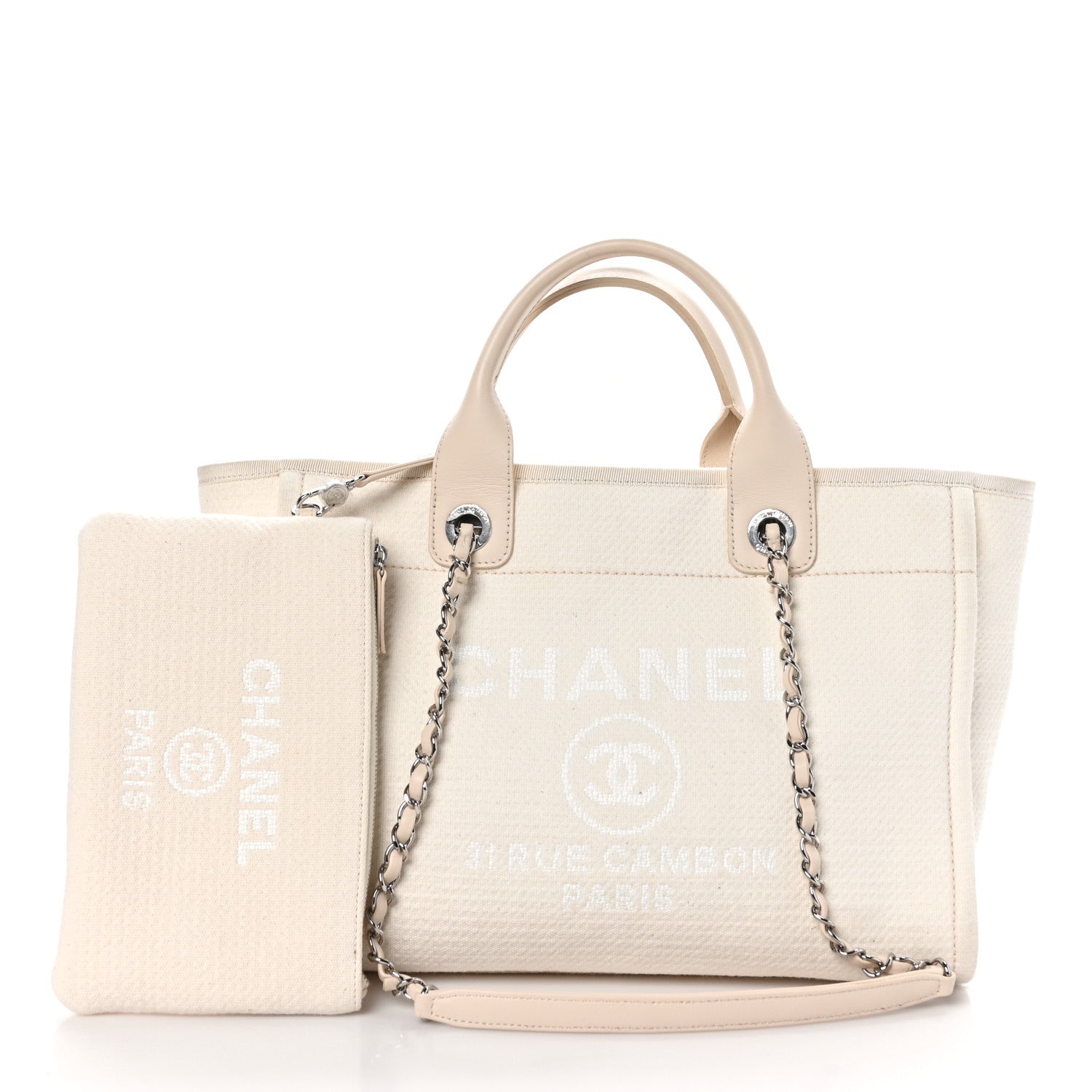 Chanel Mixed Fibers Small Deauville Tote White 3 of 11