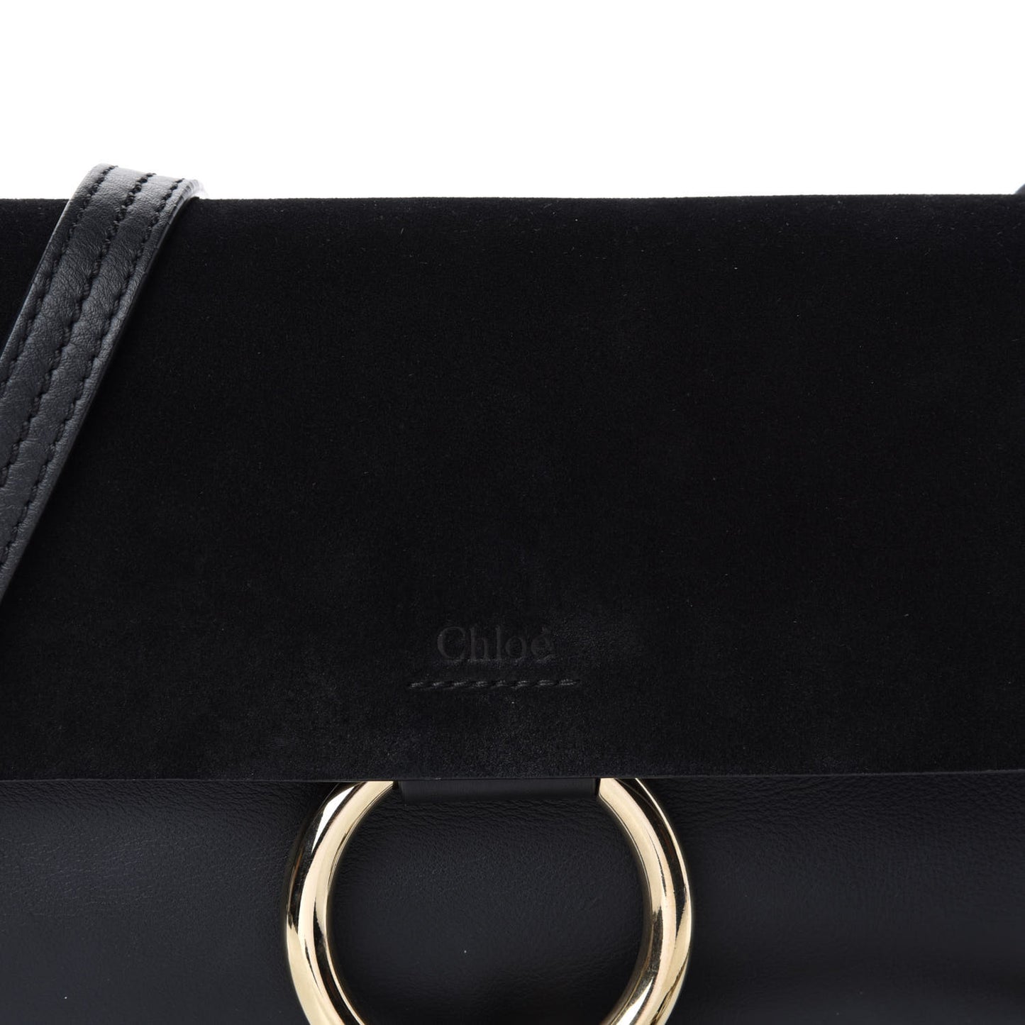 Suede Calfskin Small Faye Shoulder Bag Black