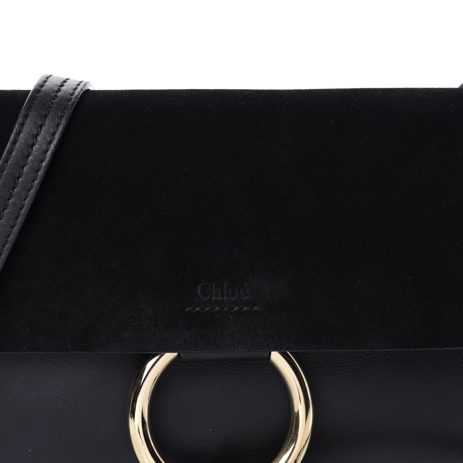 Chloe Suede Calfskin Small Faye Shoulder Bag Black 10 of 10
