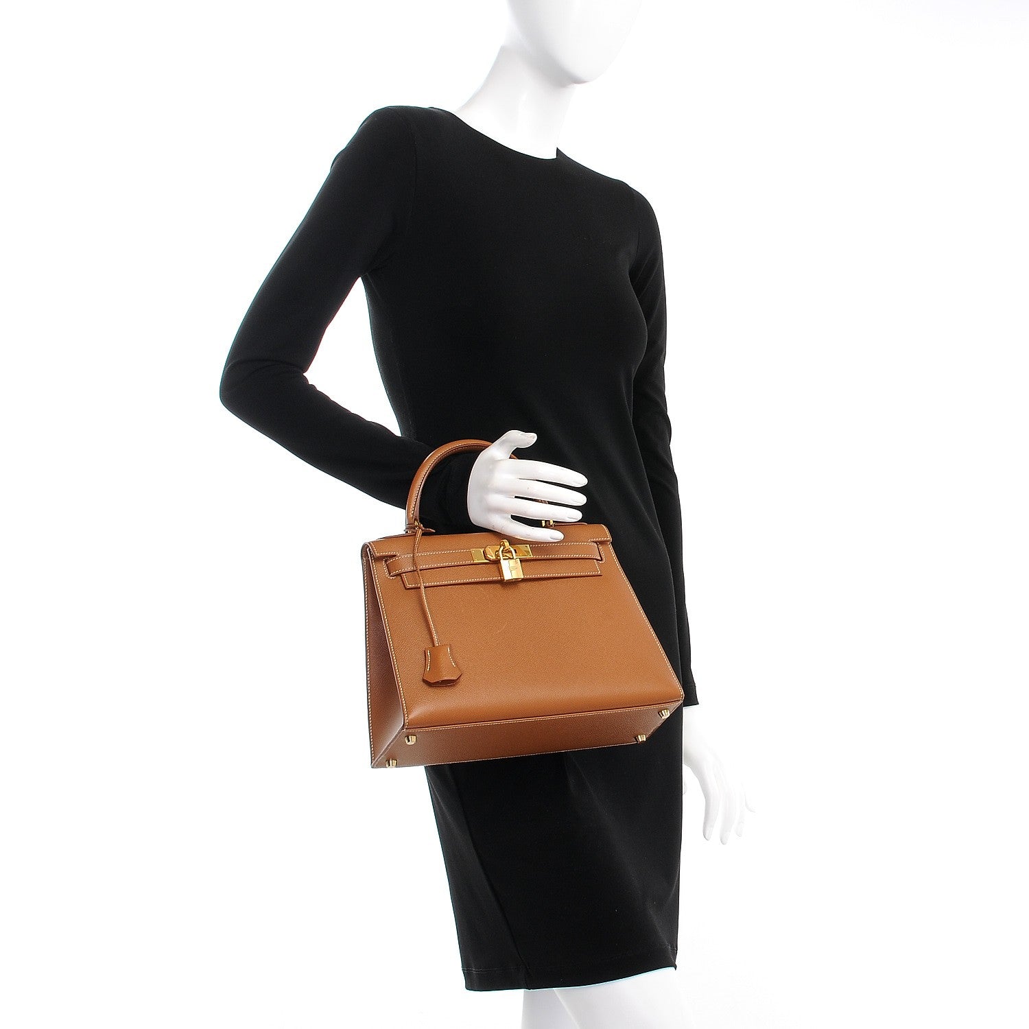Hermes Courchevel Kelly Sellier 28 Gold 3 of 37