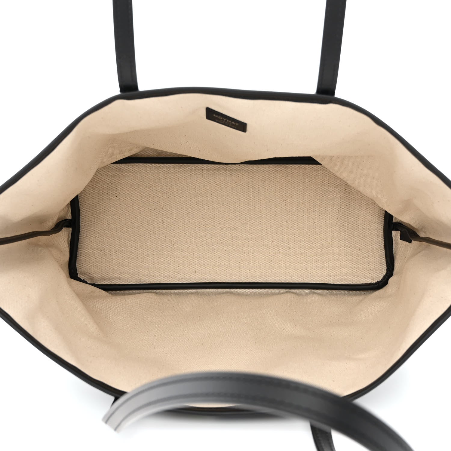 Moynat Grained Calfskin Canvas 1920 Oh! Tote Ruban MM Carbon Silver 5 of 10