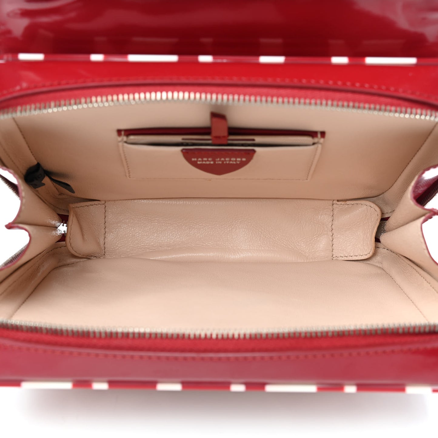 Patent Resin Printed Camera Bag Red White