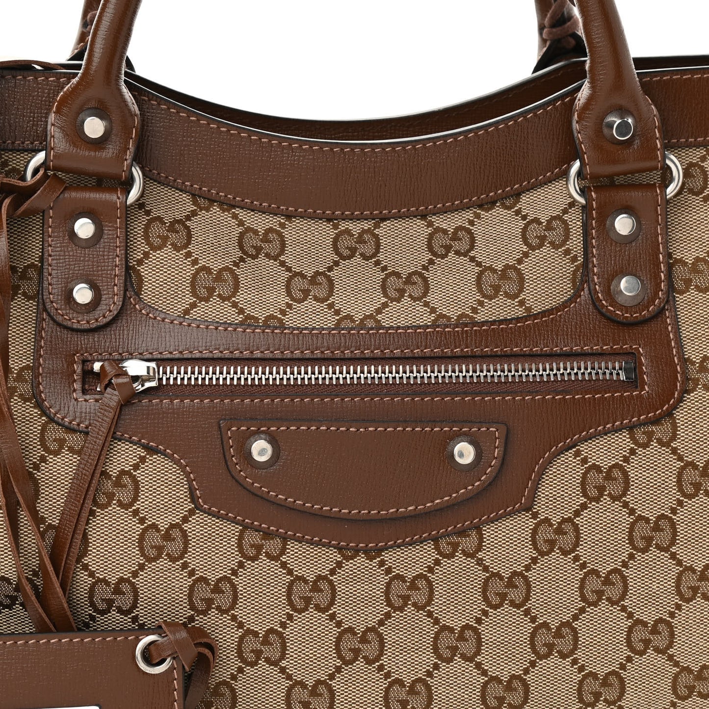 X GUCCI GG Monogram Azalea Calfskin Neo Classic Silver Hardware Medium City Beige Ebony Brown Sugar