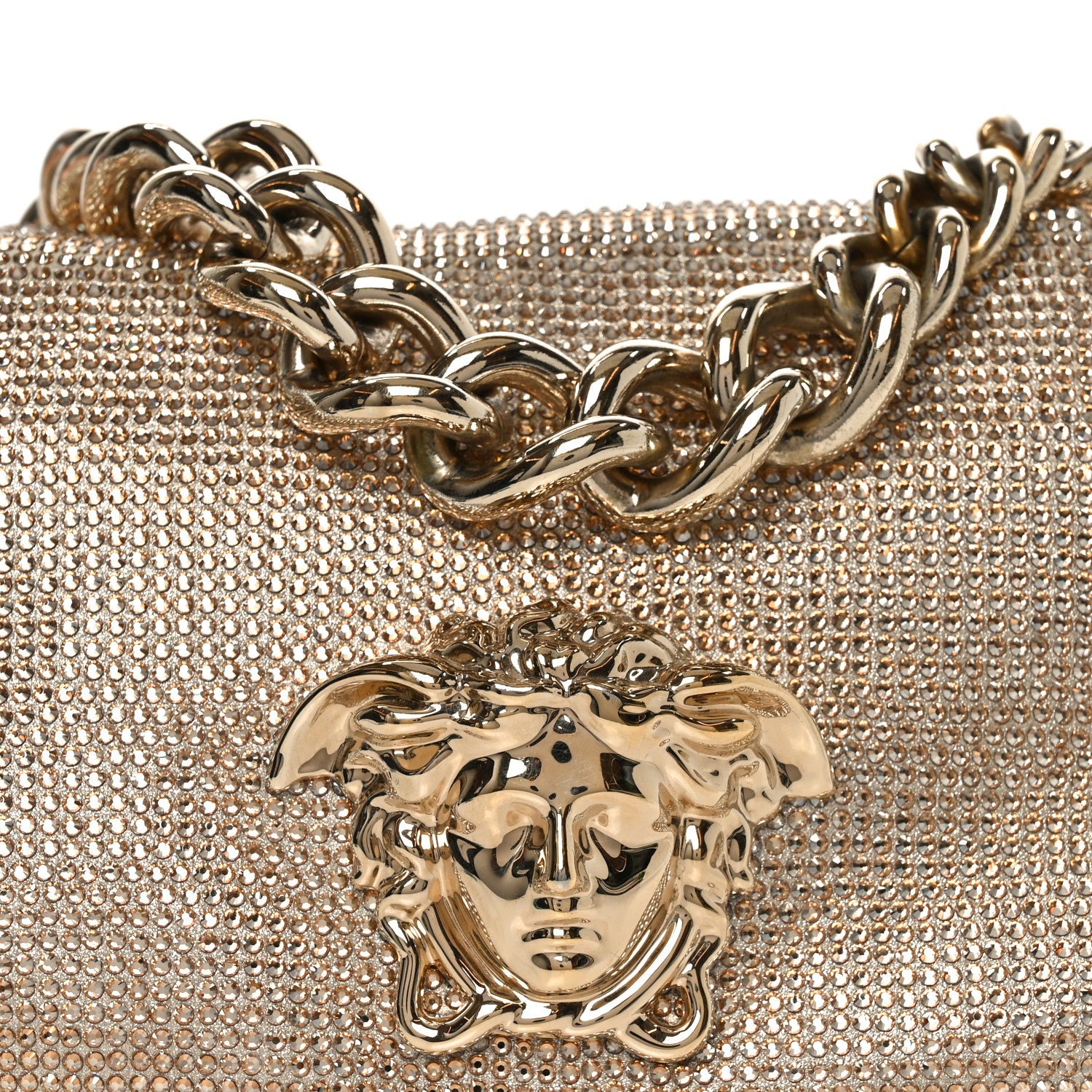 Versace Suede Crystal Medusa Sultan Evening Bag Gold 1799755