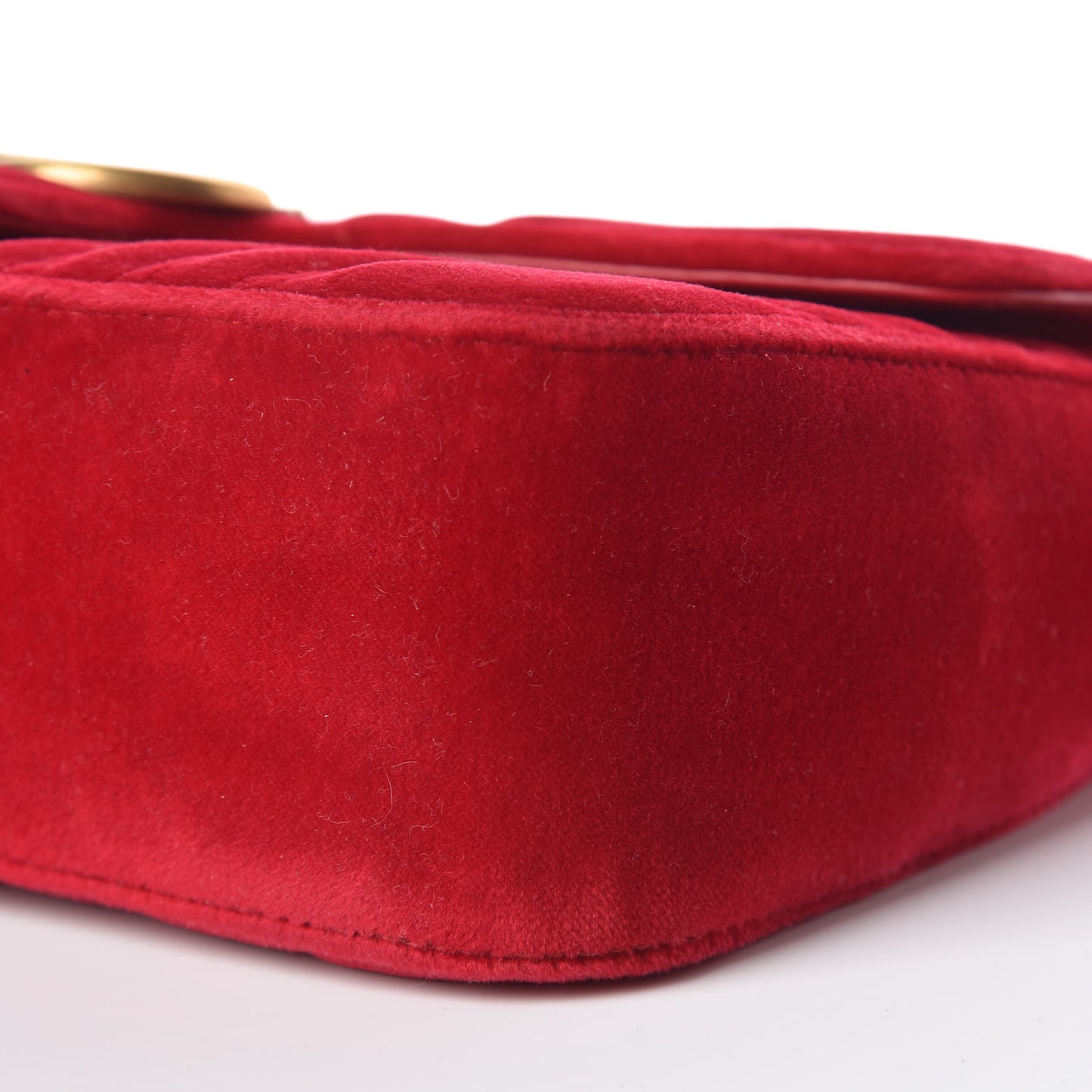 Velvet Matelasse Small GG Marmont Shoulder Bag Hibiscus Red