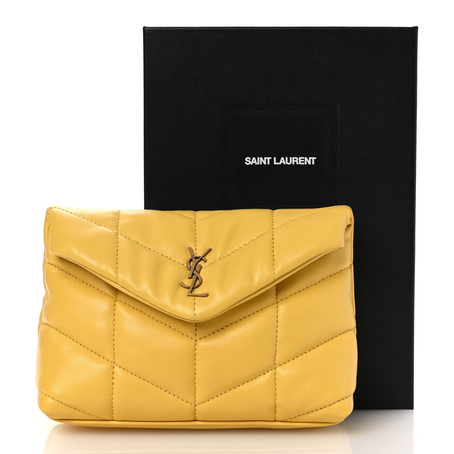 Lambskin Monogram Loulou Puffer Pouch Clutch Sunflower