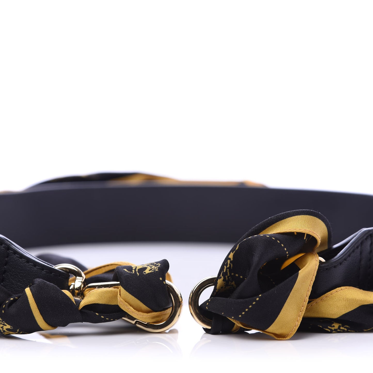 Calfskin Silk Little Horses Scarf Strap Navy