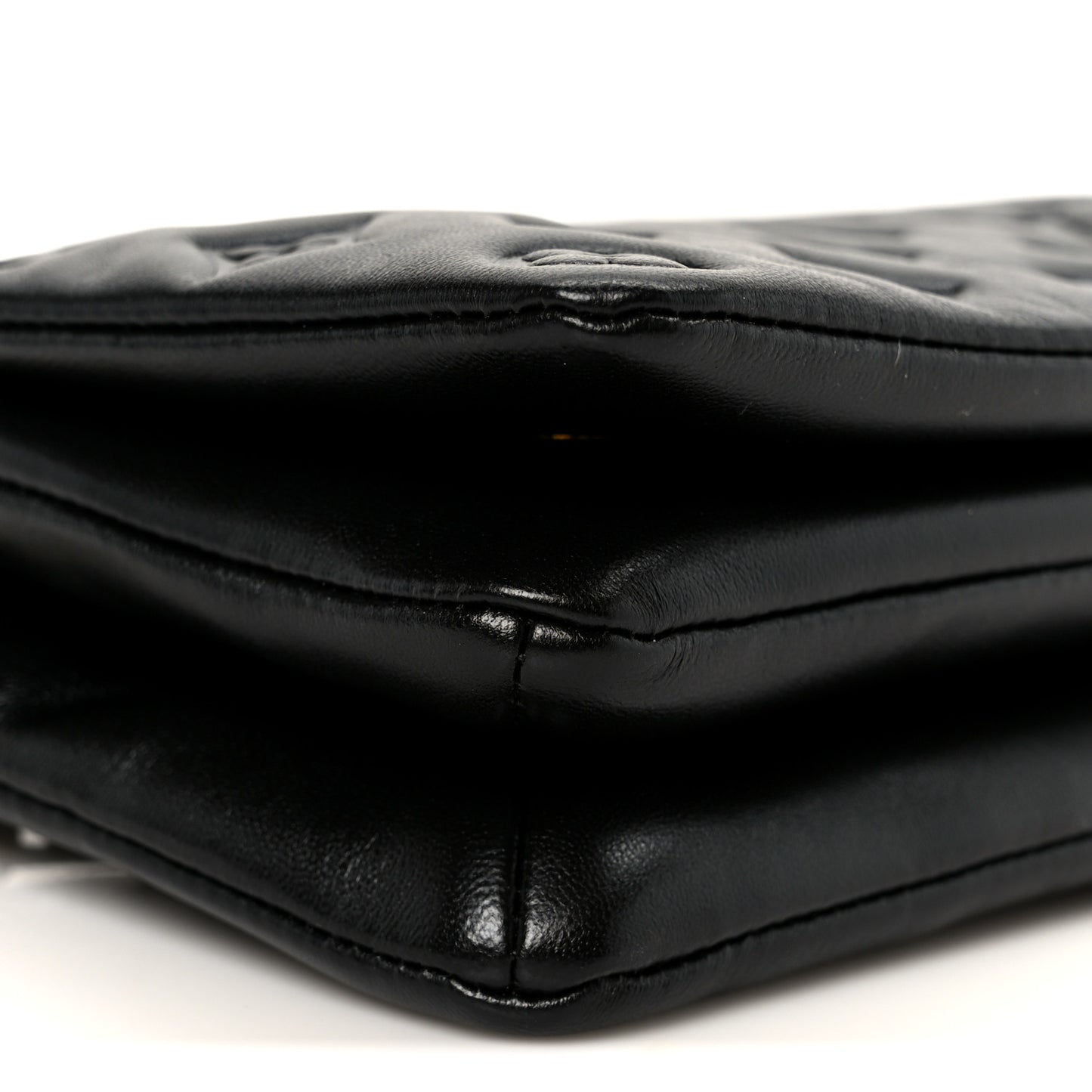 Lambskin Embossed Monogram Pochette Coussin Black
