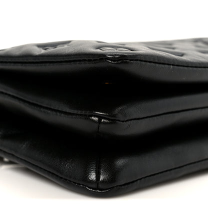 Louis Vuitton Lambskin Embossed Monogram Pochette Coussin Black 8 of 9