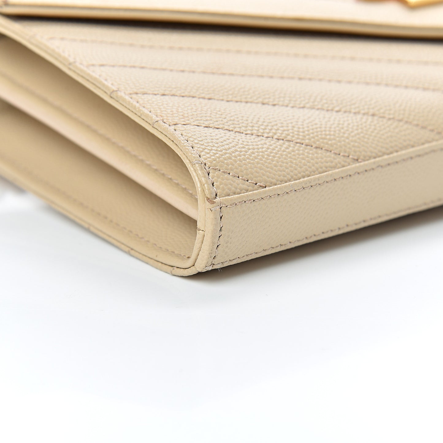 Grain De Poudre Matelasse Chevron Monogram Chain Wallet Nude Powder