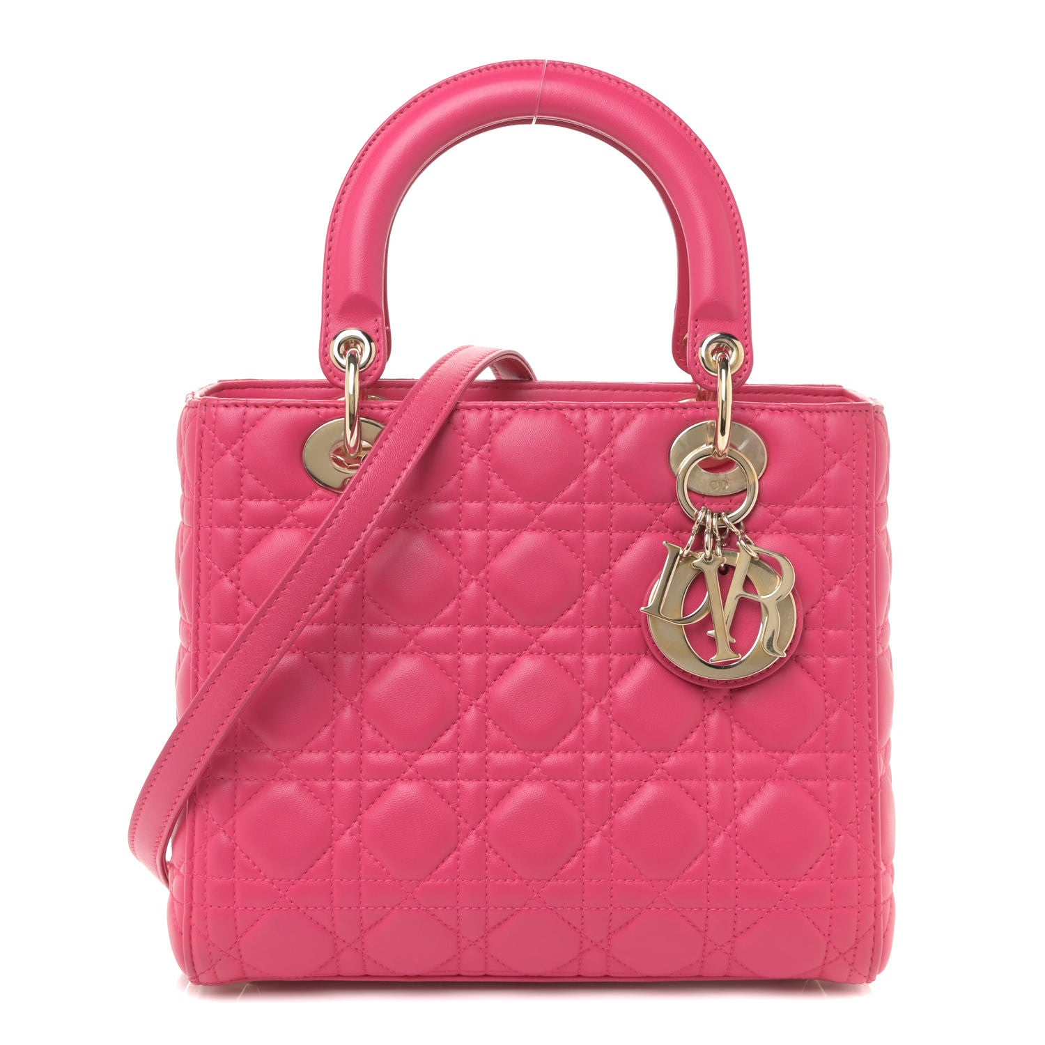 Christian Dior Lambskin Cannage Medium Lady Dior Pink 1 of 11