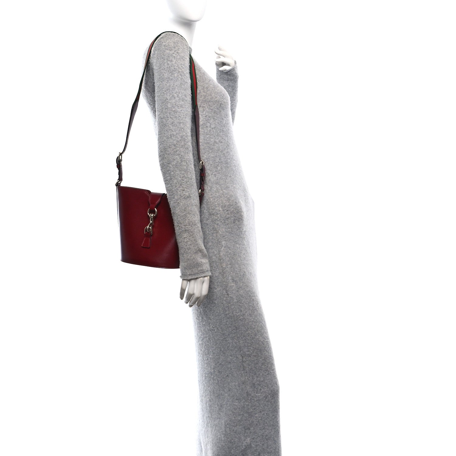 Gucci Tritone Calfskin Web Mini Ophidia Bucket Bag Ancora Red 2 of 10