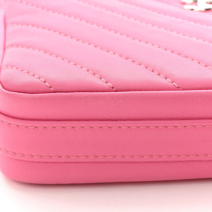 Chanel Lambskin Chevron Quilted Small Promenade Camera Case Pink 11 of 16
