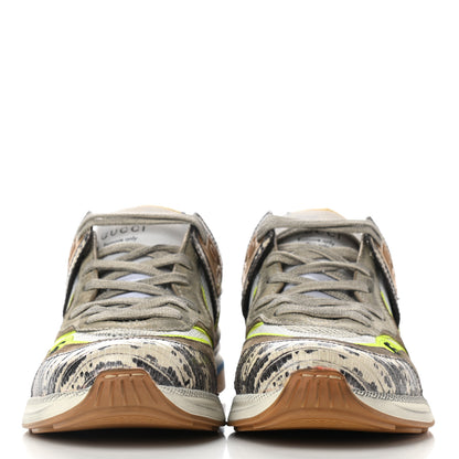 Gucci Suede Calfskin Tejus Printed Womens Ultrapace Sneakers 37.5 Natural Ardesia Neon Yellow 2 of 9