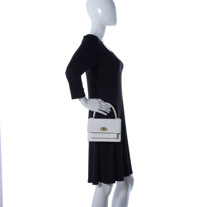 Balenciaga Patent Calfskin Lizard Embossed XS Sharp Top Handle Bag White 2 of 12