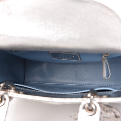 Christian Dior Metallic Grained Calfskin Cannage Small Lucky Badges My Lady Dior Silver 5 of 9