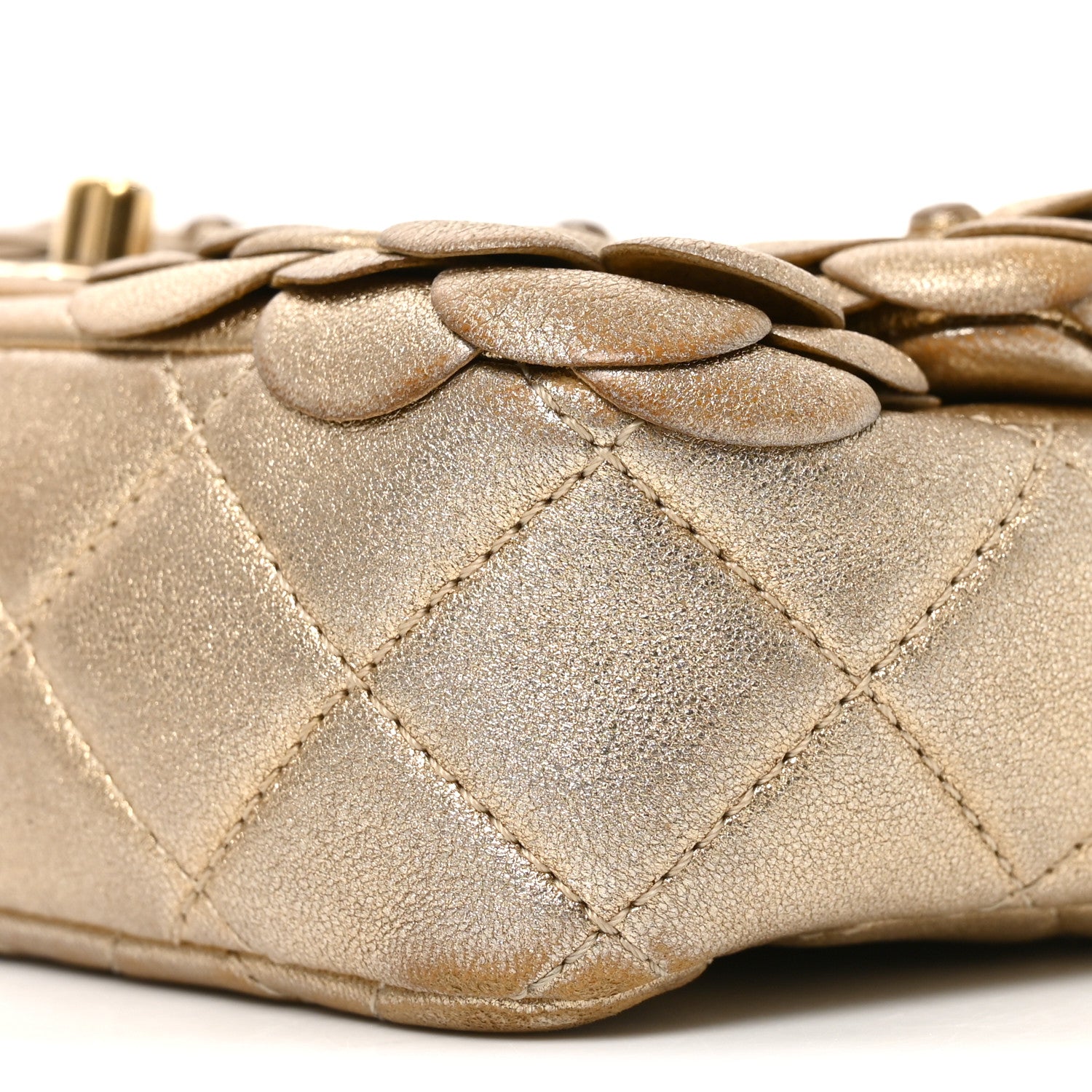 Chanel Metallic Lambskin Quilted Mini Camellia Flap Gold 10 of 11