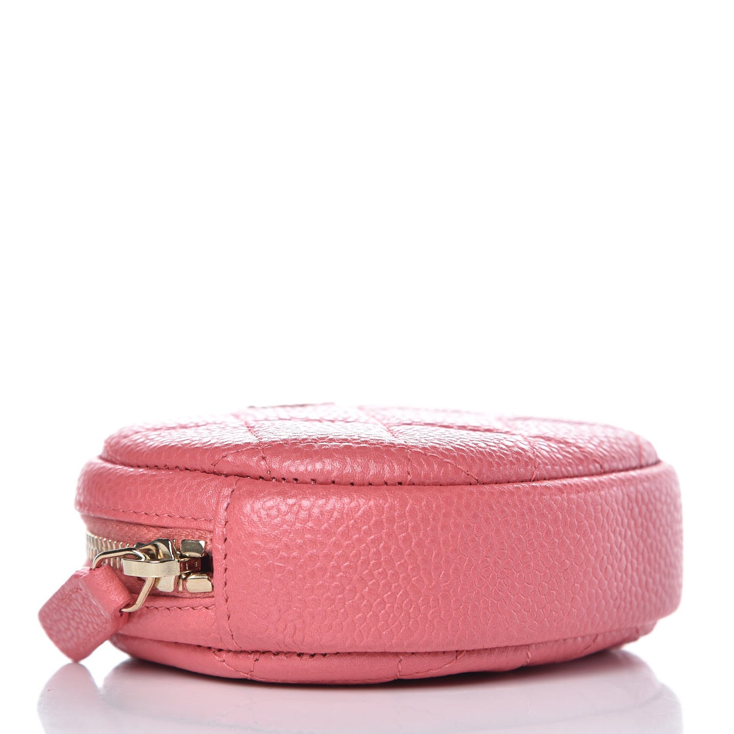 Iridescent Caviar Quilted Zip Around Classic Coin Purse Pink
