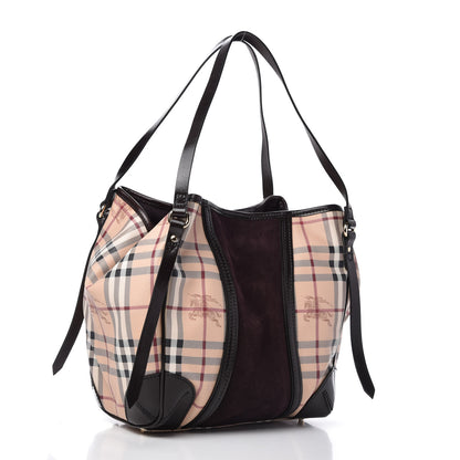 Burberry Suede Haymarket Check Colorblock Small Canterbury Tote Plum 3 of 12
