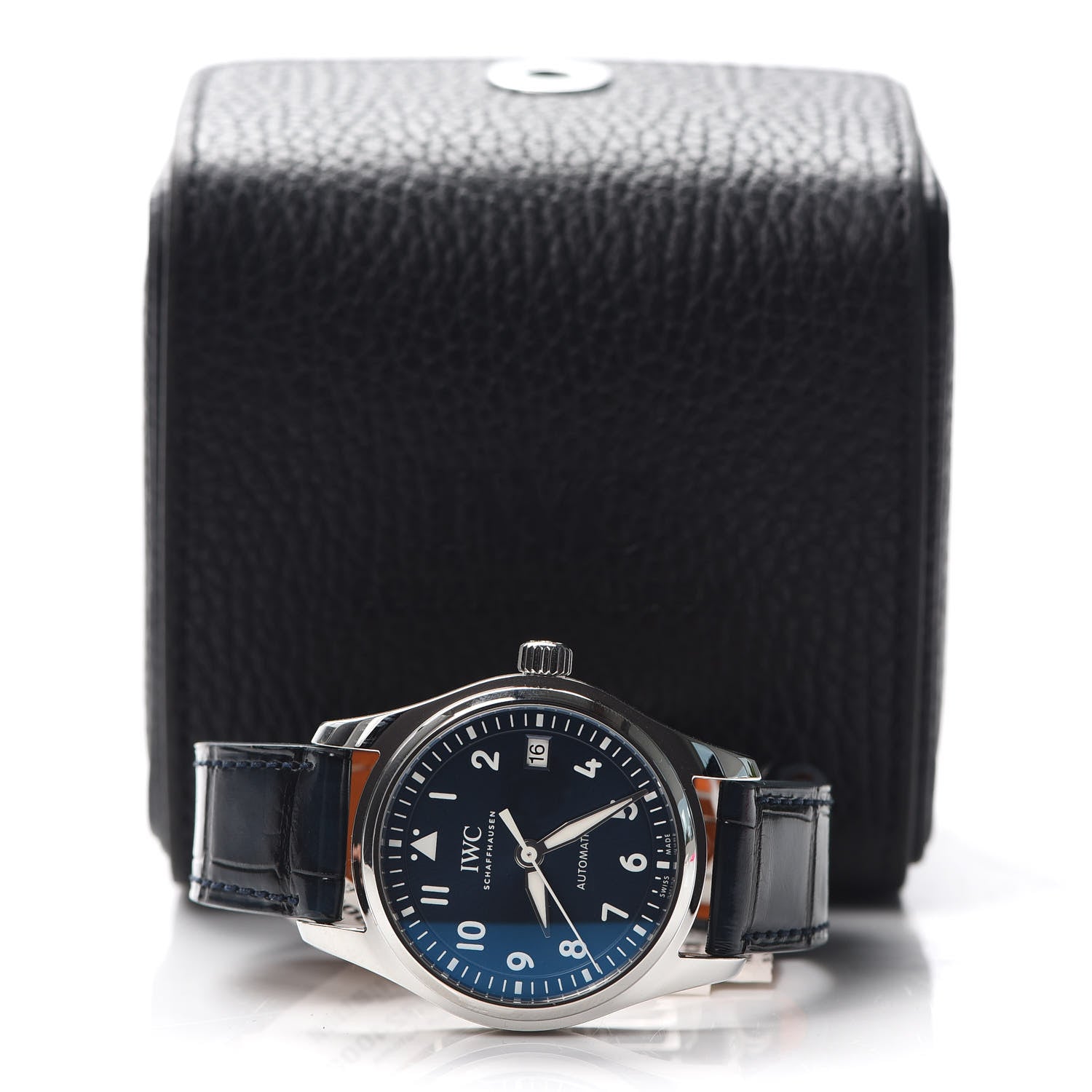 IWC Stainless Steel Alligator 36mm Pilot Automatic Watch Blue IW324008 7 of 8