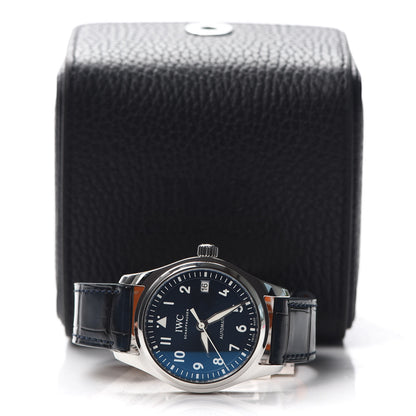 IWC Stainless Steel Alligator 36mm Pilot Automatic Watch Blue IW324008 7 of 8