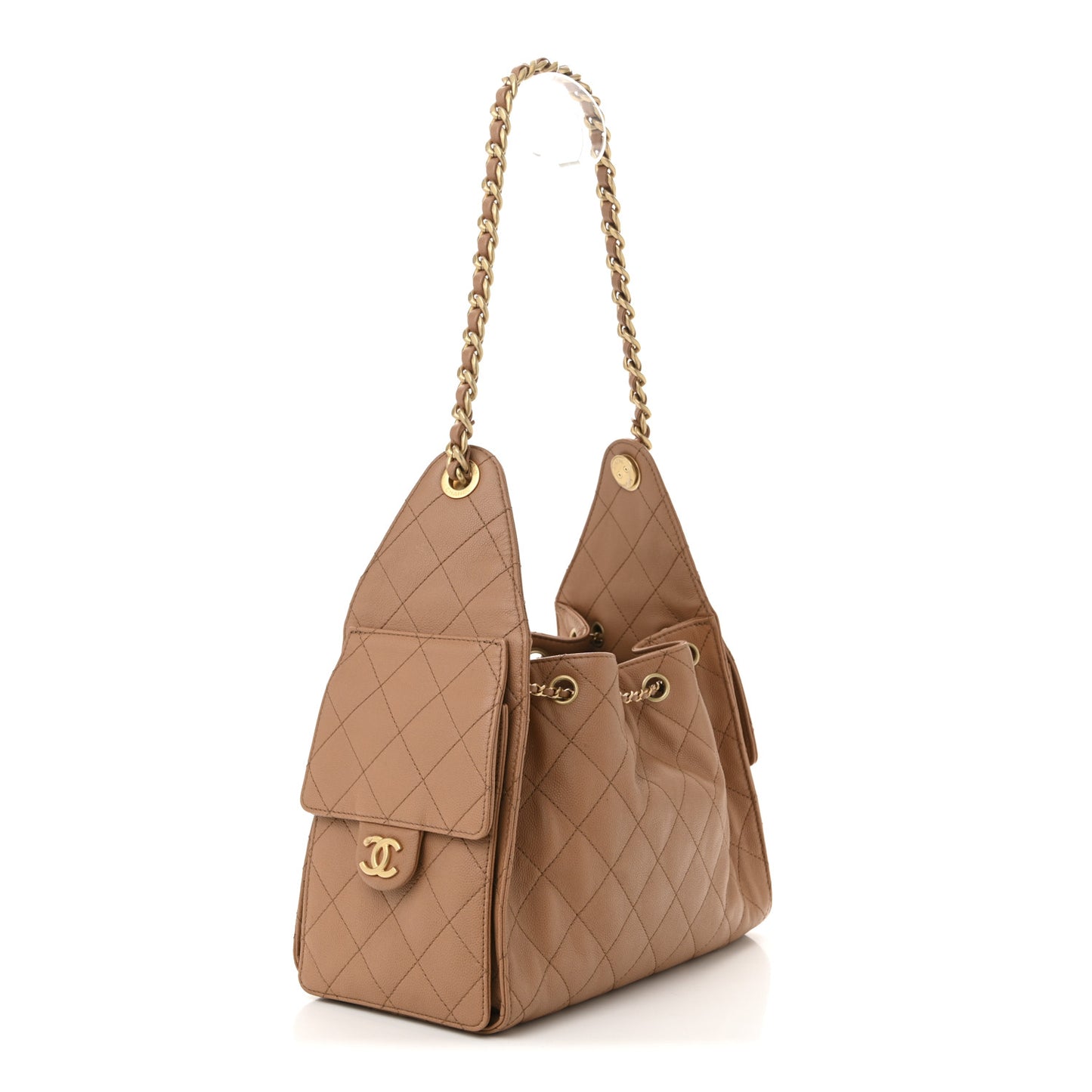 Caviar Quilted Small Chanel 25 Handbag Brown