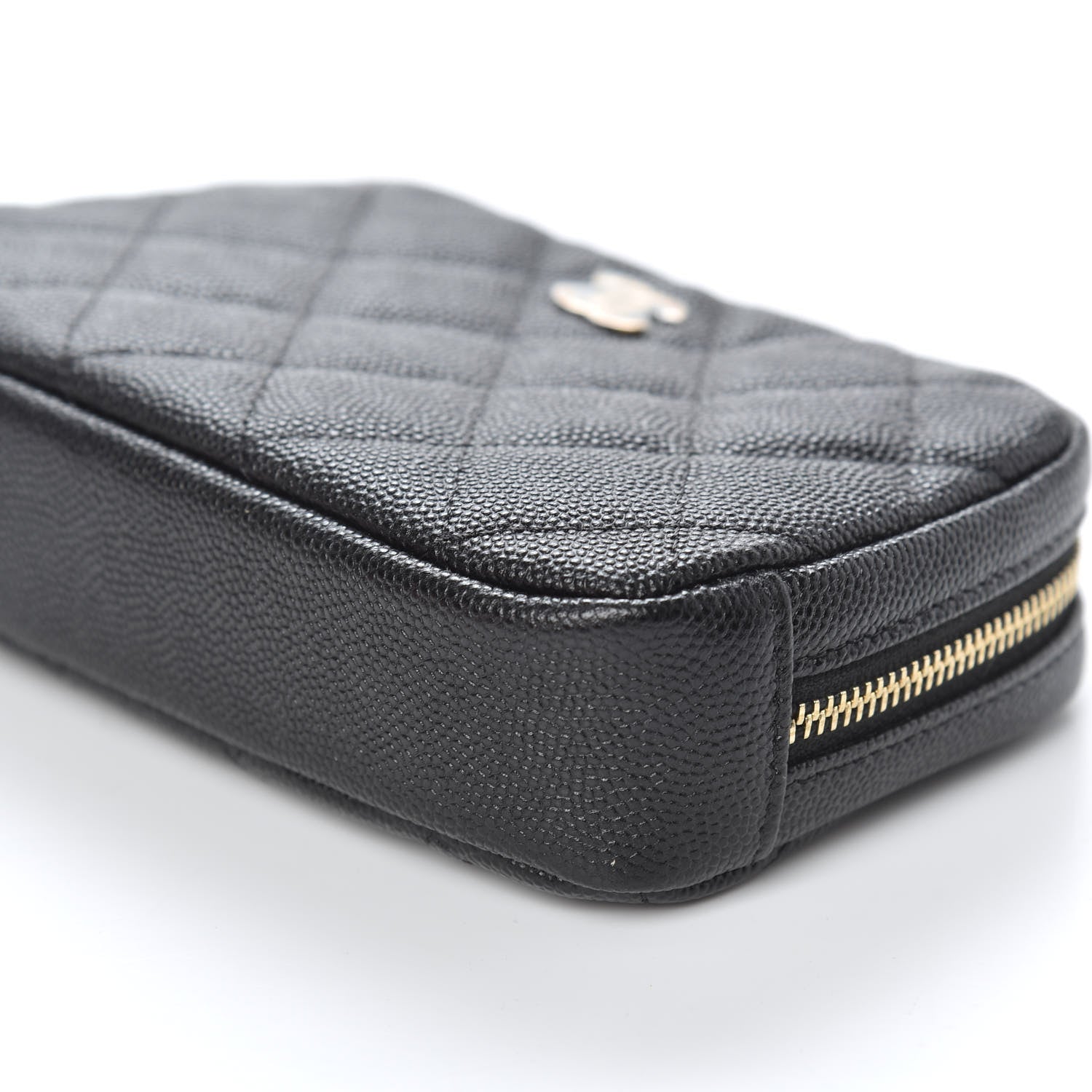 Chanel Caviar Quilted Small Curvy Pouch Cosmetic Case Black 9 of 10