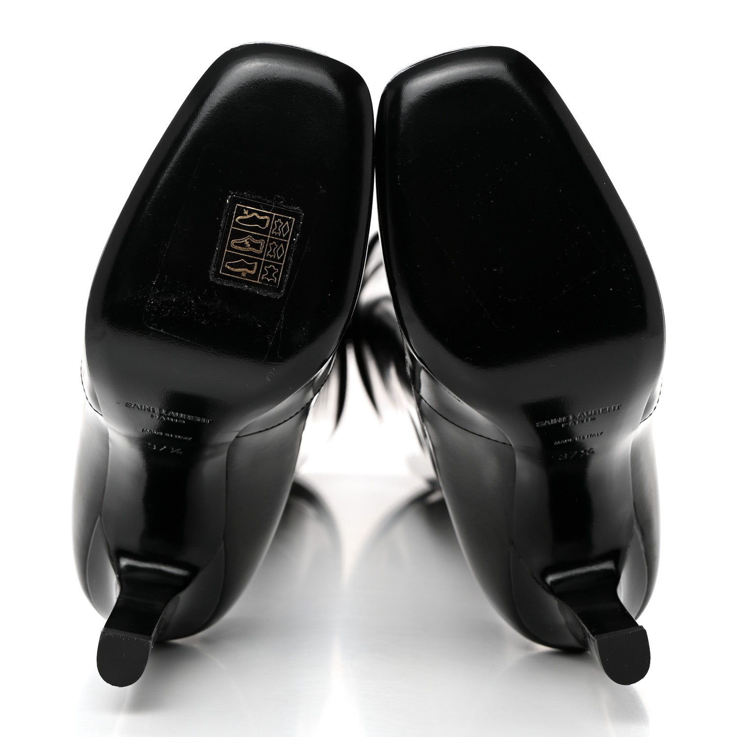 Saint Laurent Patent Stretch Crystal Buckle Lala 105 Tall Boots 37.5 Black 5 of 7