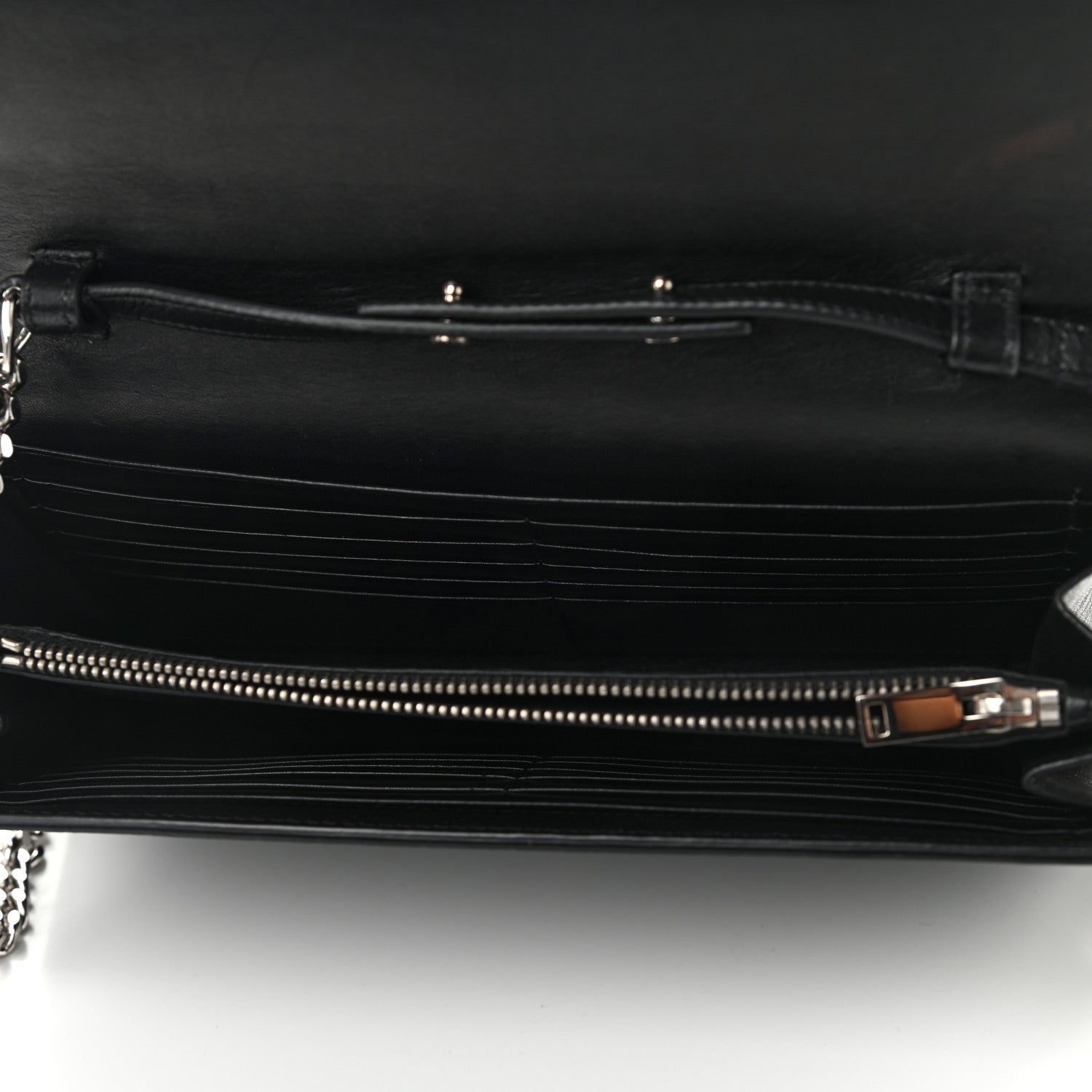 Saint Laurent Lambskin Crocodile Embossed Classic Paris Chain Wallet Black 5 of 12
