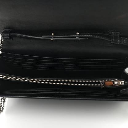 Saint Laurent Lambskin Crocodile Embossed Classic Paris Chain Wallet Black 5 of 12