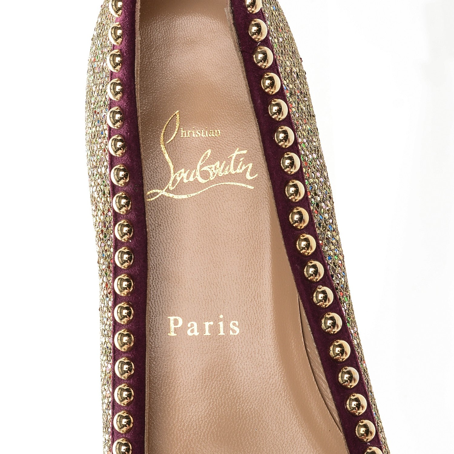 Christian Louboutin Suede Glitter Studded Rotapla Ballarina Flats 40.5 7 of 9