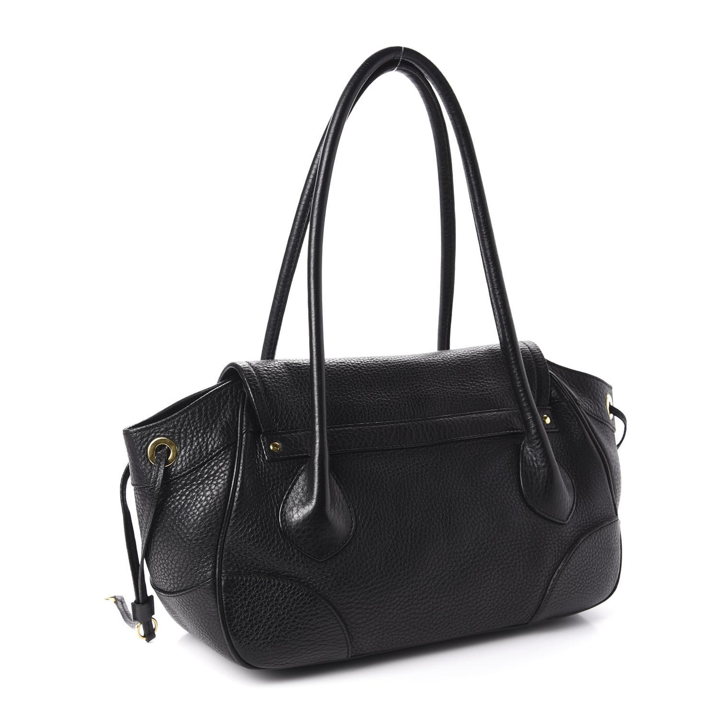 Vitello Daino Pushlock Shoulder Bag Black