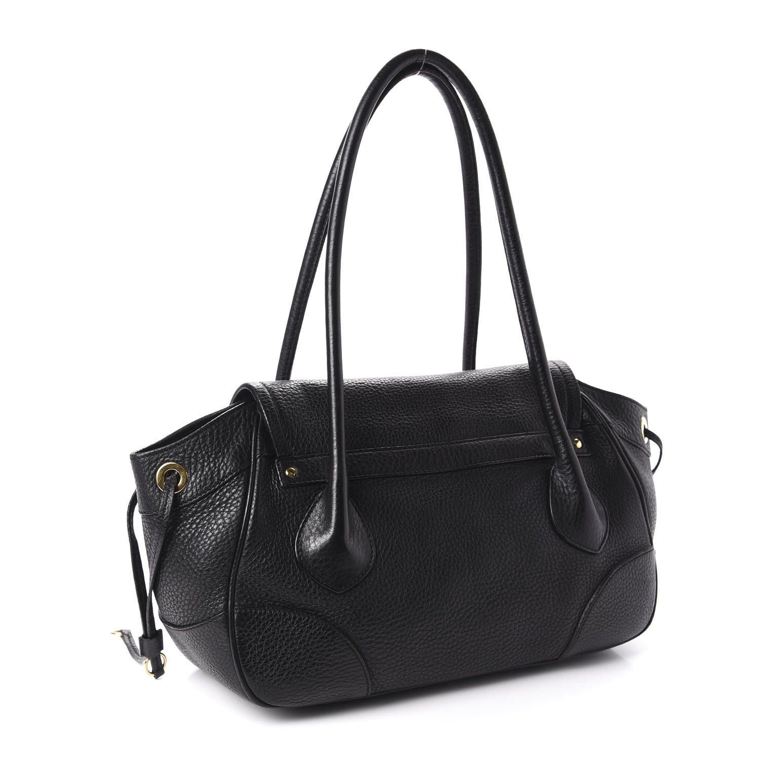 Prada Vitello Daino Pushlock Shoulder Bag Black 2 of 10