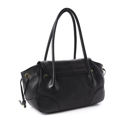 Prada Vitello Daino Pushlock Shoulder Bag Black 2 of 10