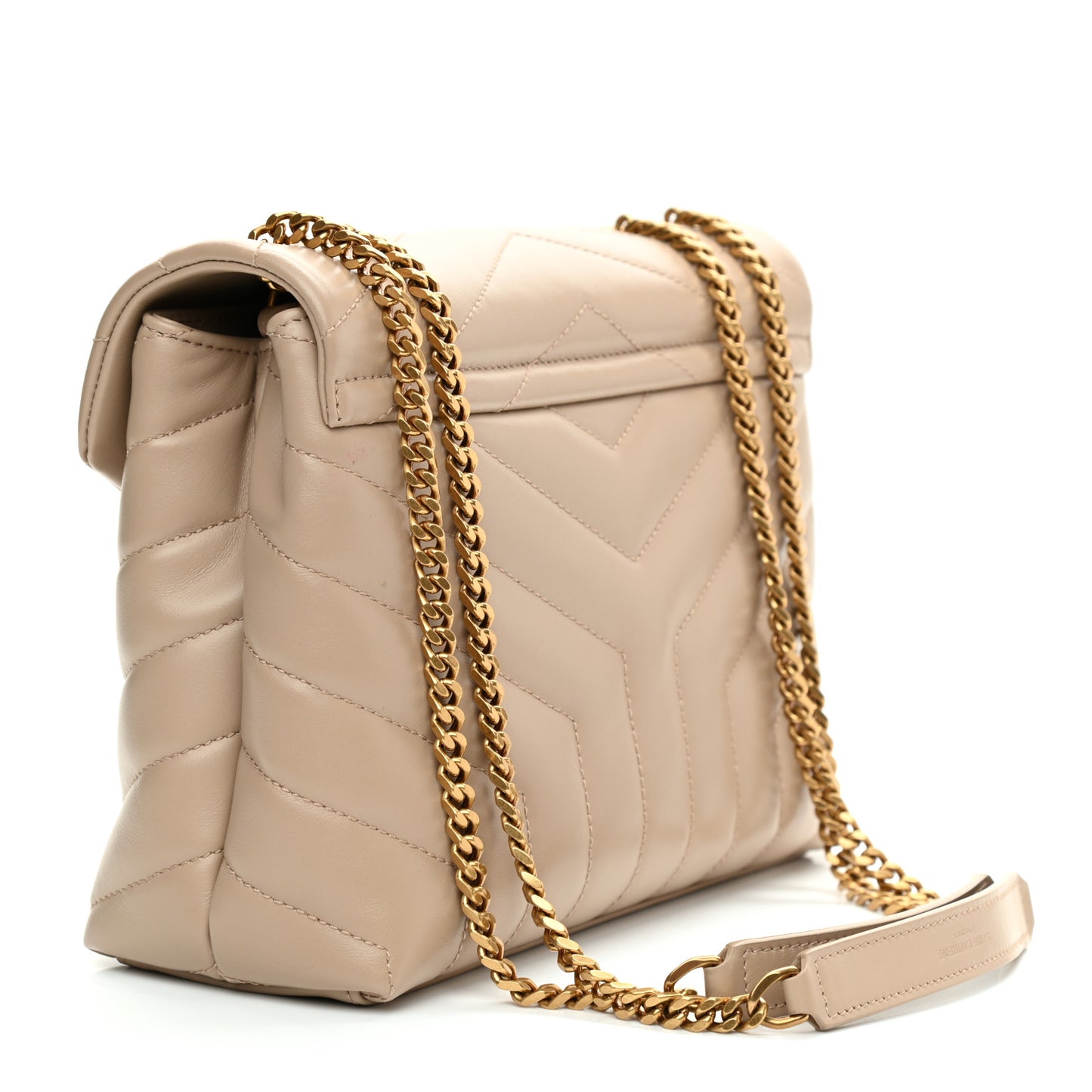 Calfskin Y Quilted Monogram Small Loulou Chain Satchel Dark Beige