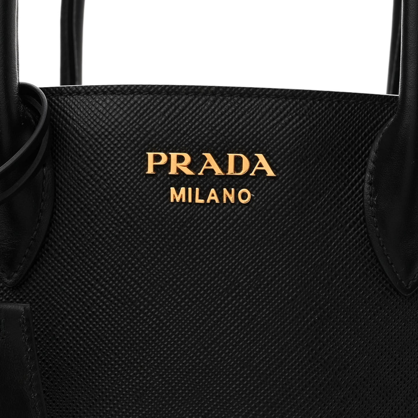 Saffiano City Calfskin Large Bibliothèque Top Handle Black Fuoco